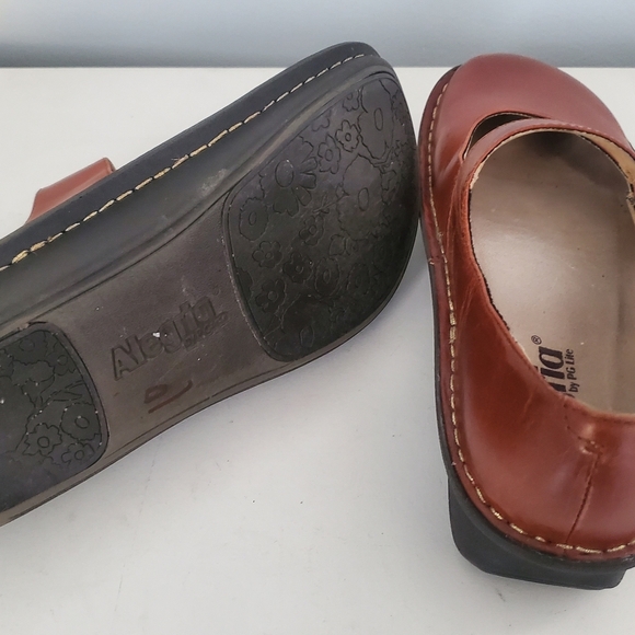 Alegria Brown Leather Mary Jane Comfort Shoes Slip Ons European Size 39/USA Sz 9 - Picture 5 of 6
